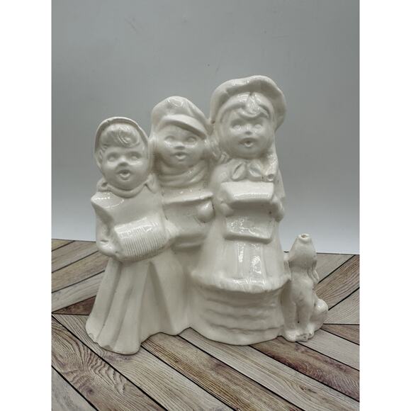 Vintage Porcelain Christmas Choir figurine White Glazed Carolers - Picture 1 of 8